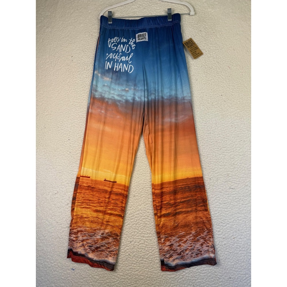 Brief Insanity Lounge Pants Mens Medium Multicolor Beach Sunset Graphic Print